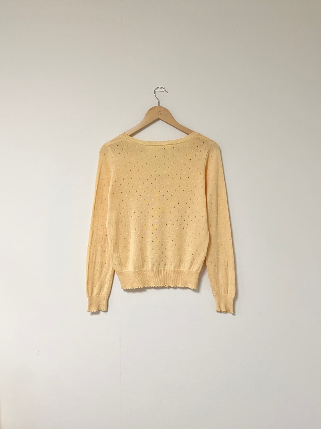 Butter Yellow Eyelet Knit Cardigan 상품이미지5