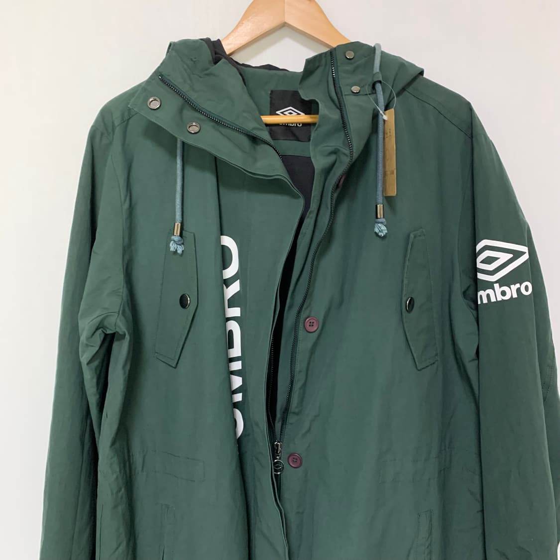 엄브로 후드 롱 코트 바람막이 자켓 다크 그린 빈티지 상품이미지4
