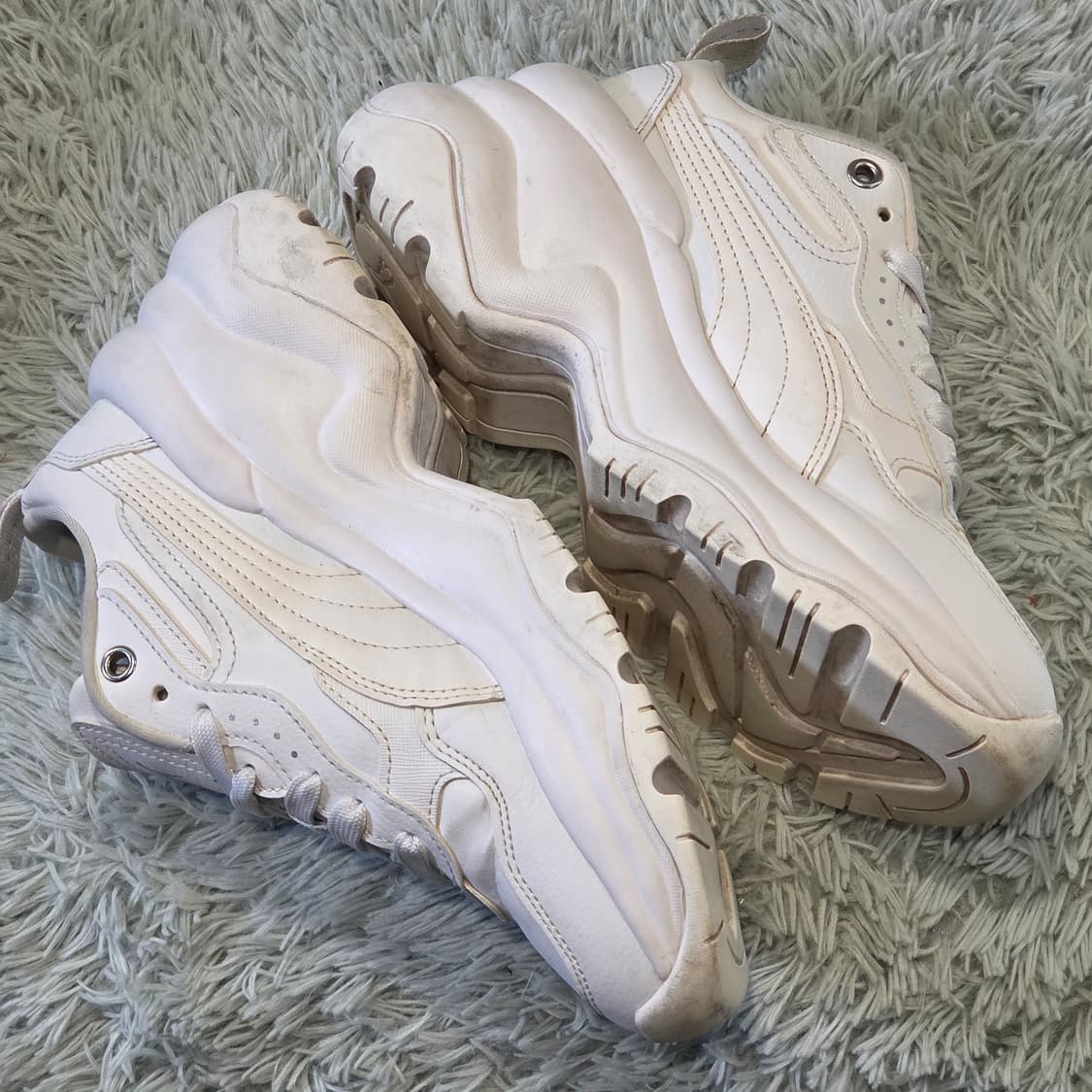 5q-8:푸마 여성용 키높이(5cm) 청키 스니커즈 화이트 (23.5cm 상품이미지6