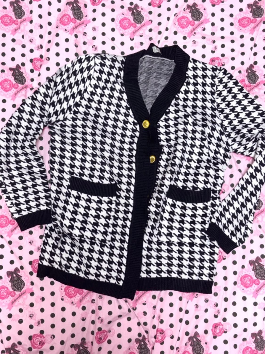 갸루 하운드투스 체크 가디건 상품이미지1