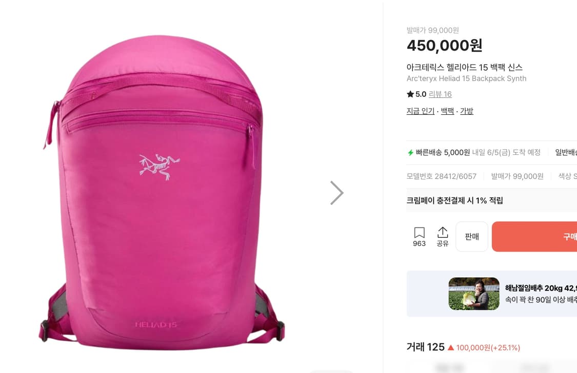 아크테릭스 헬리아드 15 백팩 신스  상품이미지1