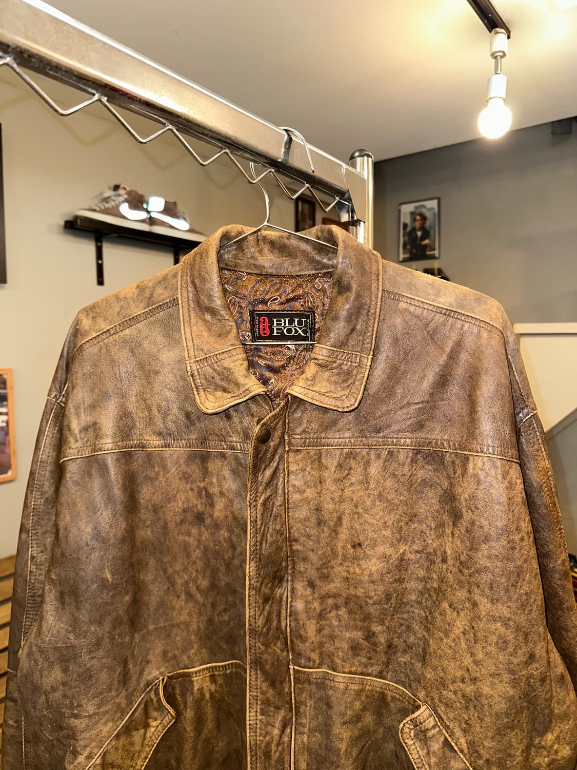 90’s Japanese real leather aging bomber  상품이미지5