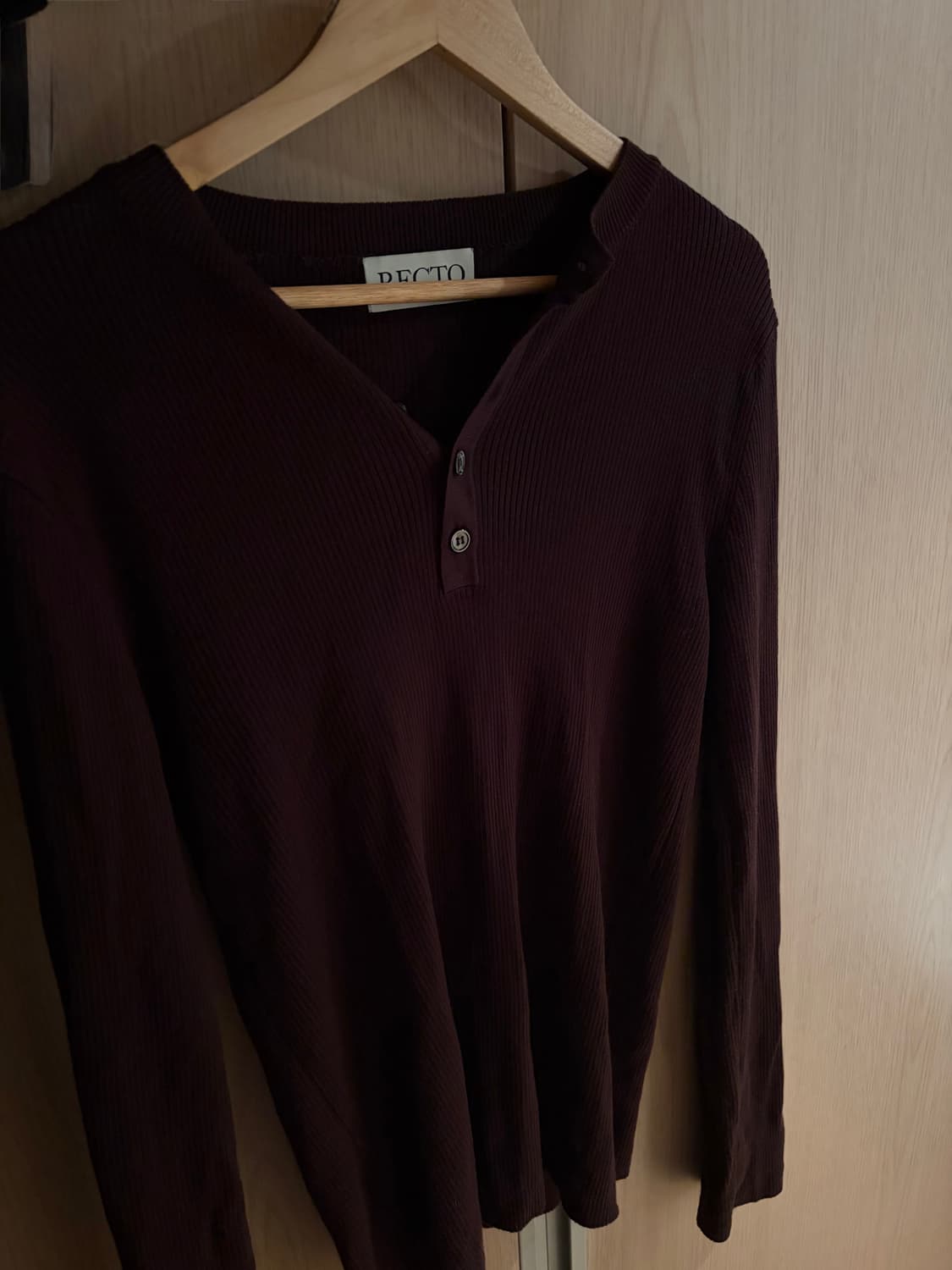 렉토 자카드 헨리넥니트 브라운 (M)  상품이미지4