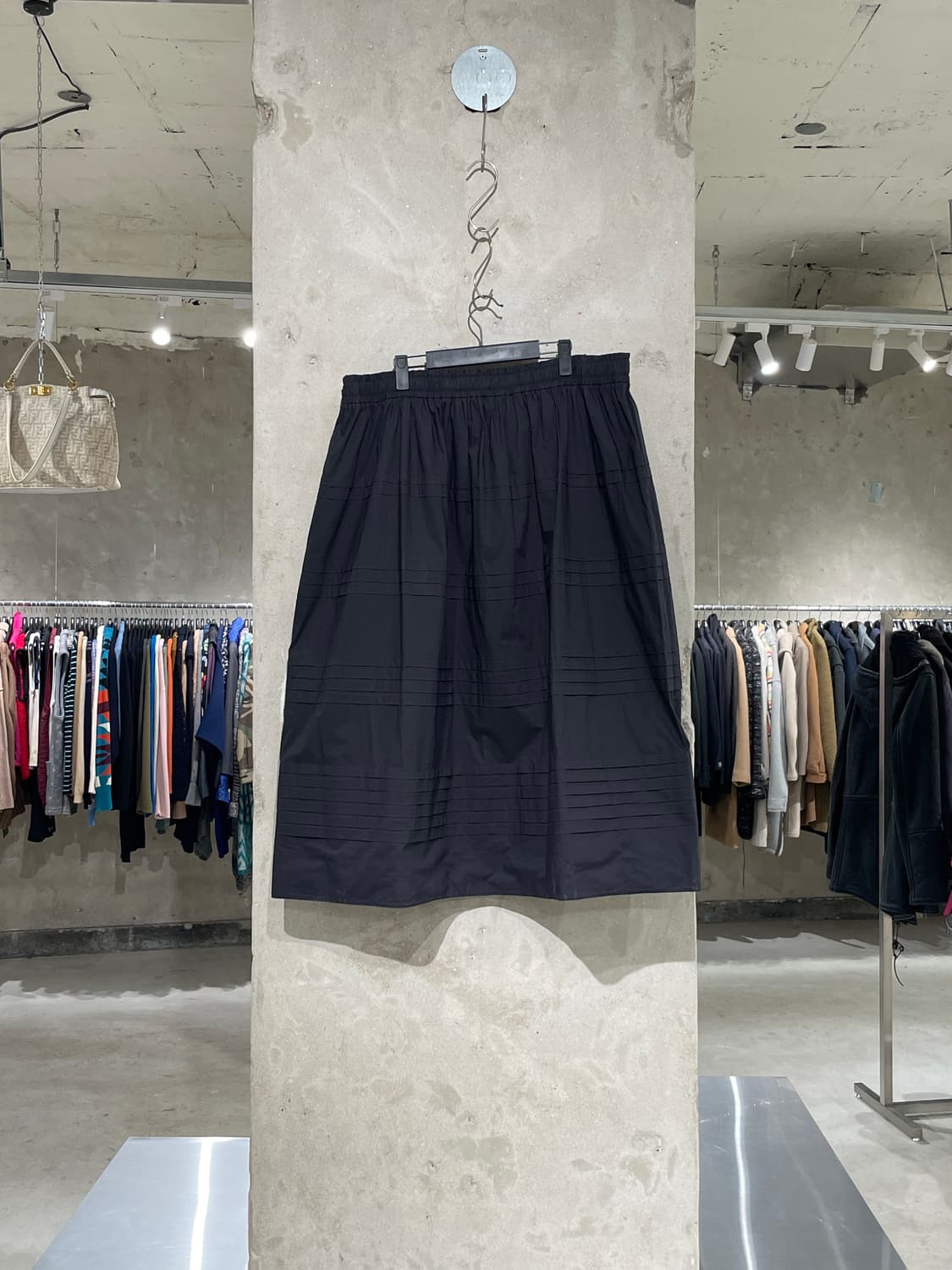 리 매튜스 블랙 스트링 레이어 오버 코튼 롱 스커트 상품이미지6