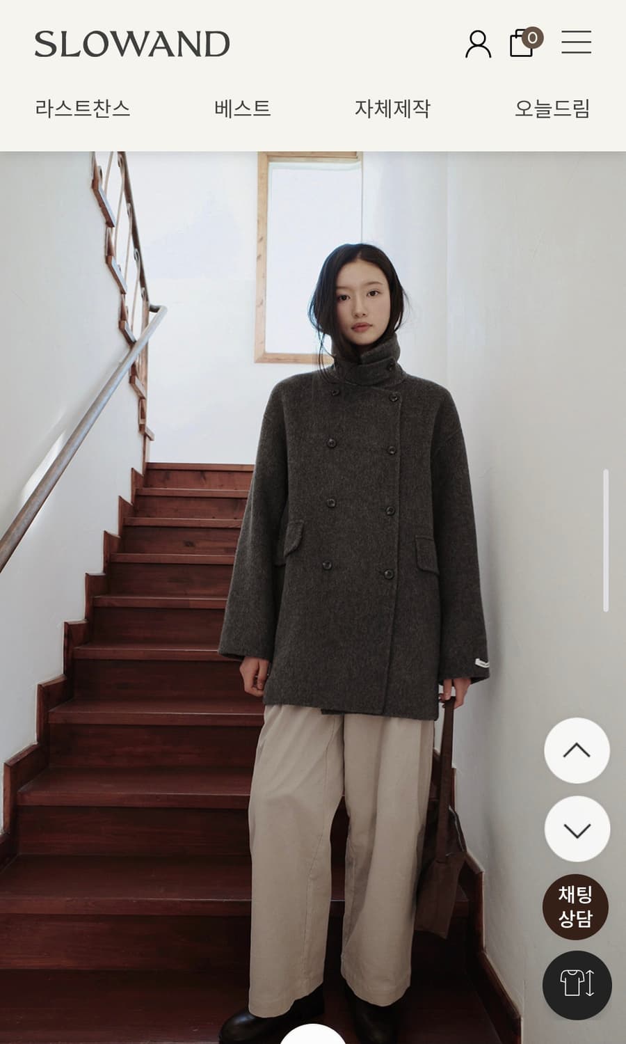 슬로우앤드 핸드메이드 하이넥 울 하프코트 원가 189000원 상품이미지4