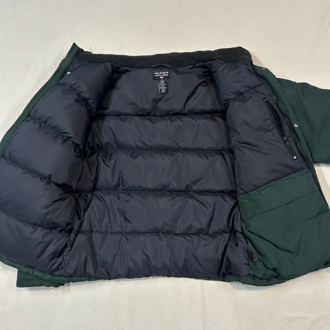 S) 폴로 랄프로렌 진스 덕다운 패딩 점퍼 그린 성조기 패치 상품이미지6