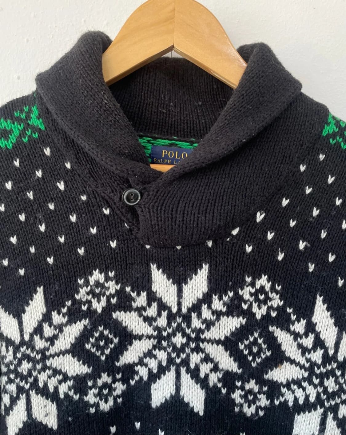 폴로랄프로렌 블랙노르딕 스노우플레이크 숄카라 니트  상품이미지2