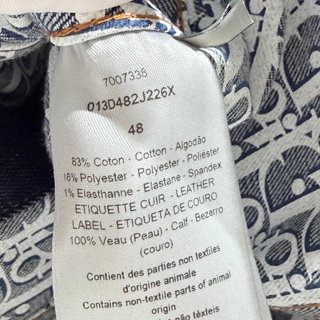 48 / 디올 오블리크 데님 청자켓 / 미사용 상품이미지7