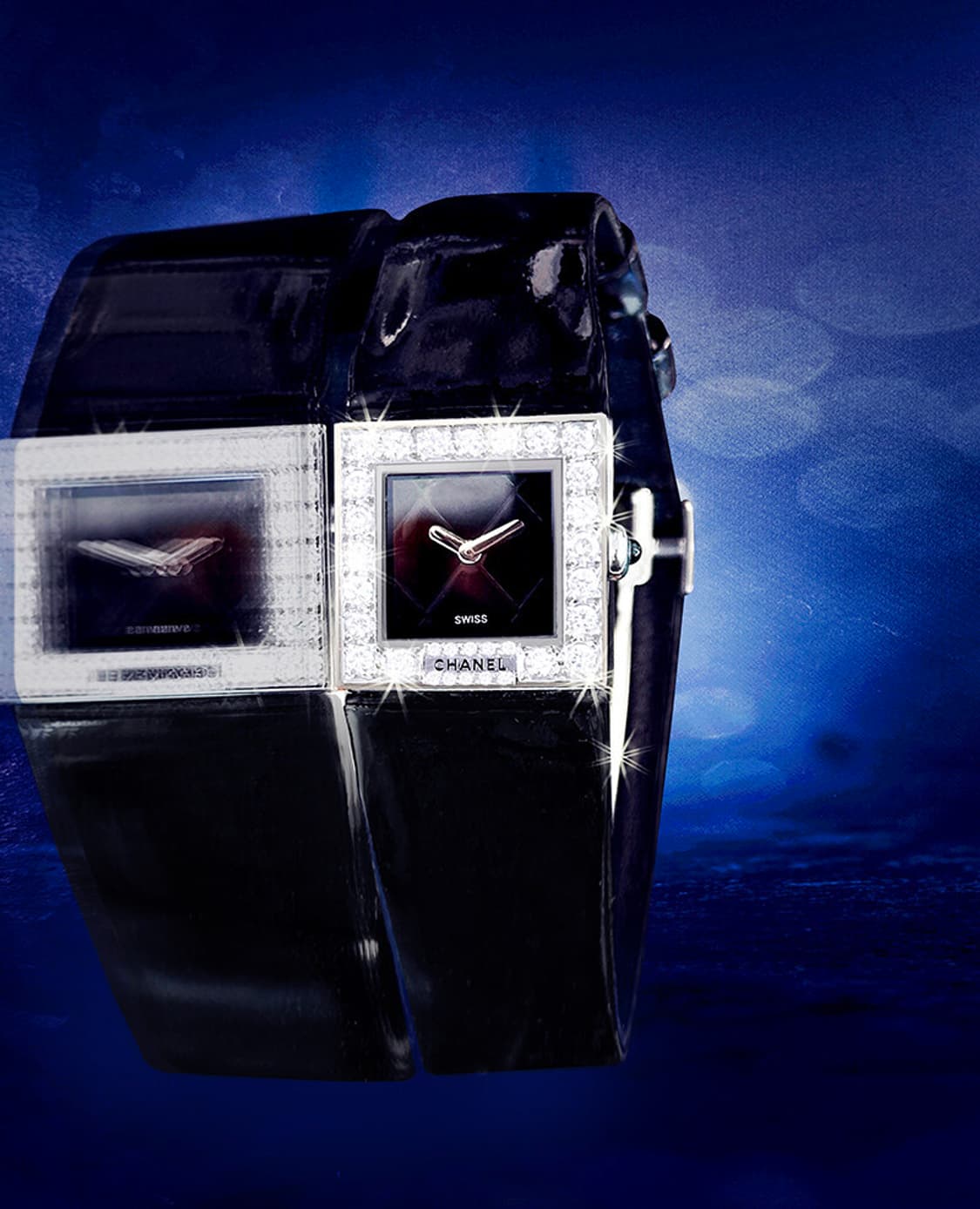 샤넬 블랙판 여성 빅다이아몬드 에나멜 가죽 시계 상품이미지9