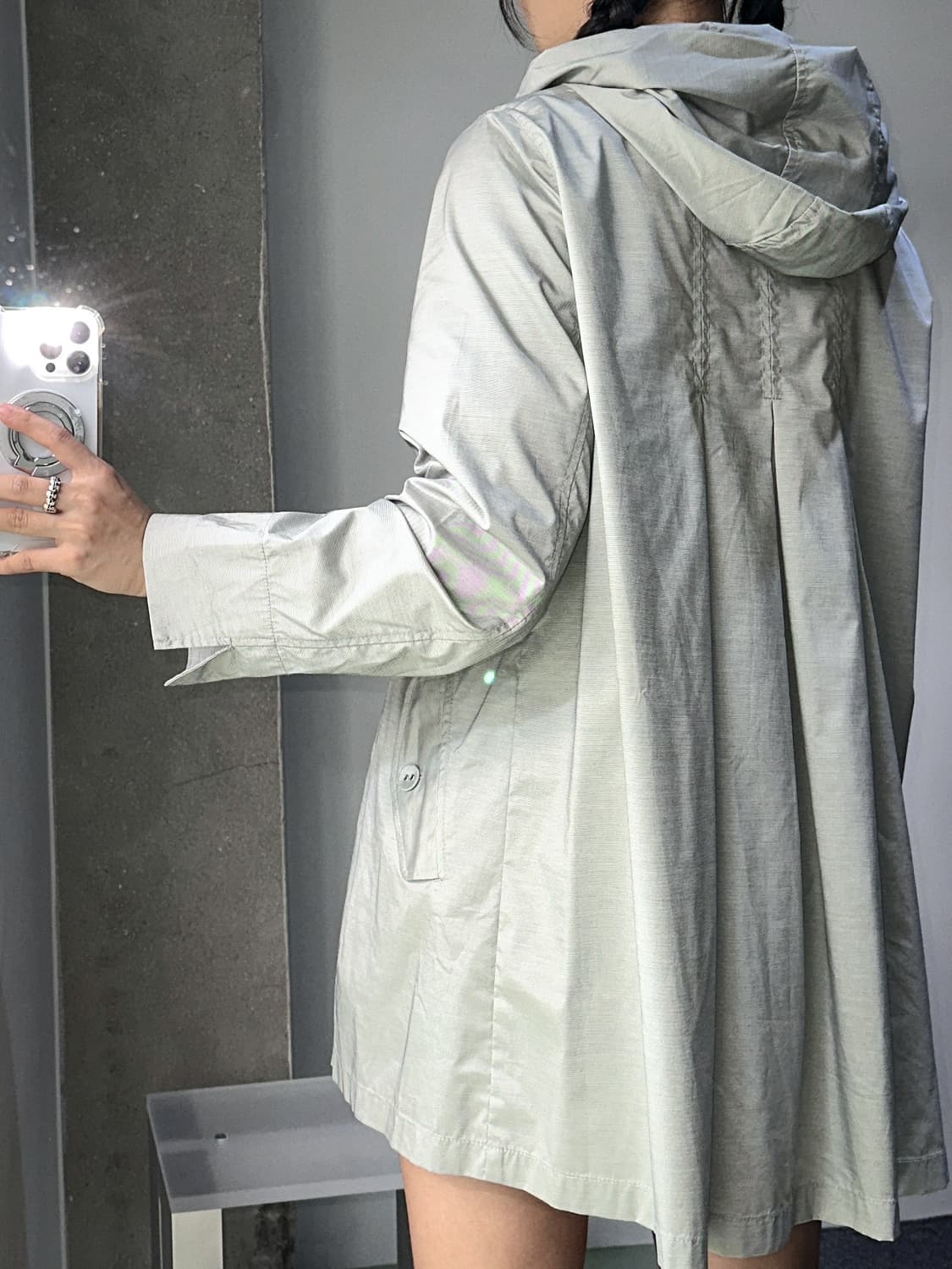 silver pleats hood half jacket 상품이미지3