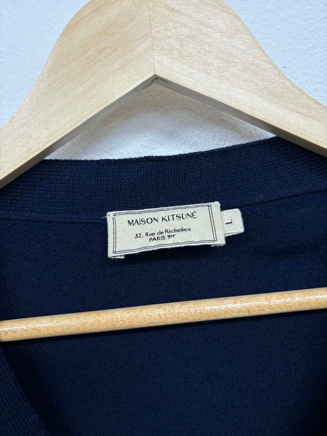 [L] 메종키츠네 트라이컬러 폭스 네이비 울 니트 가디건 상품이미지3