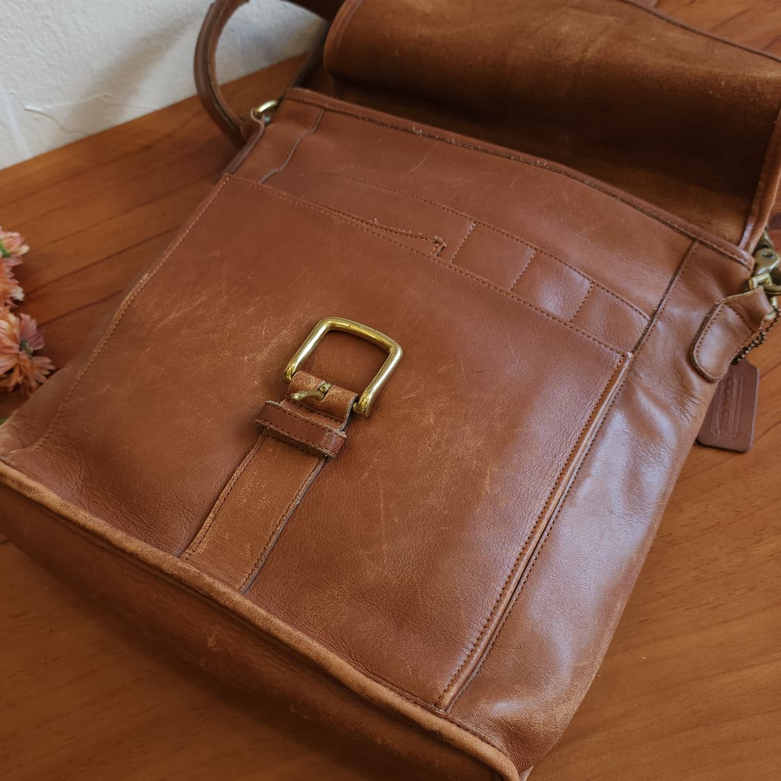 90년대 올드 코치 빈티지 글로브 탠디 레더 카우하이드 크로스백 상품이미지7