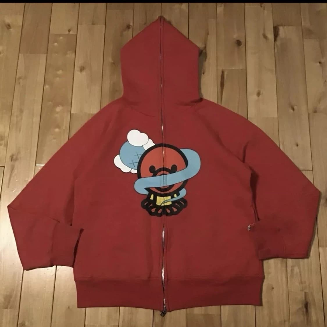 베이프 x 카우스 마일로 벤디 문어 풀 후드집업 레드 상품이미지1