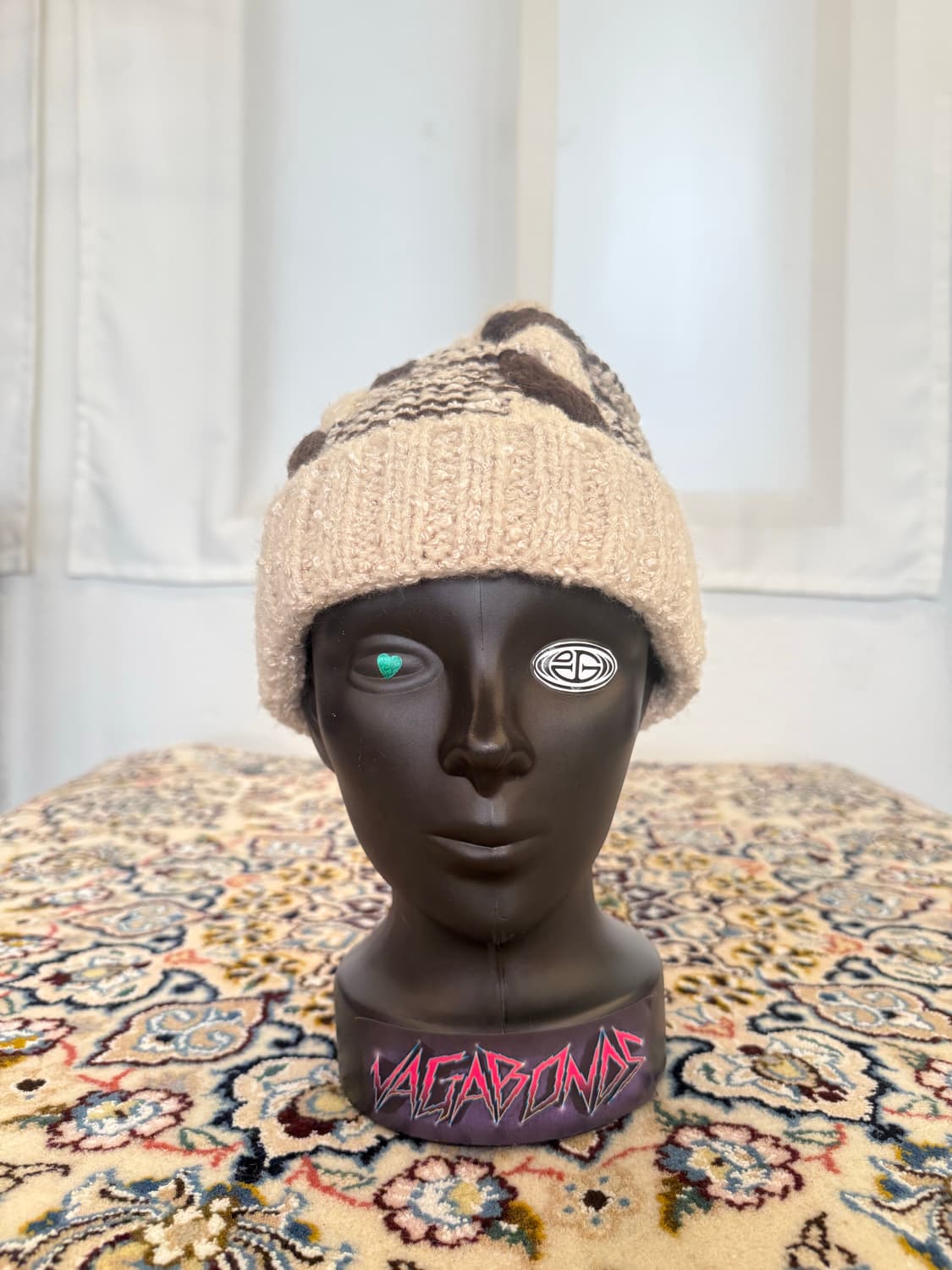 Cream & Brown Cable Knit Beanie 상품이미지3