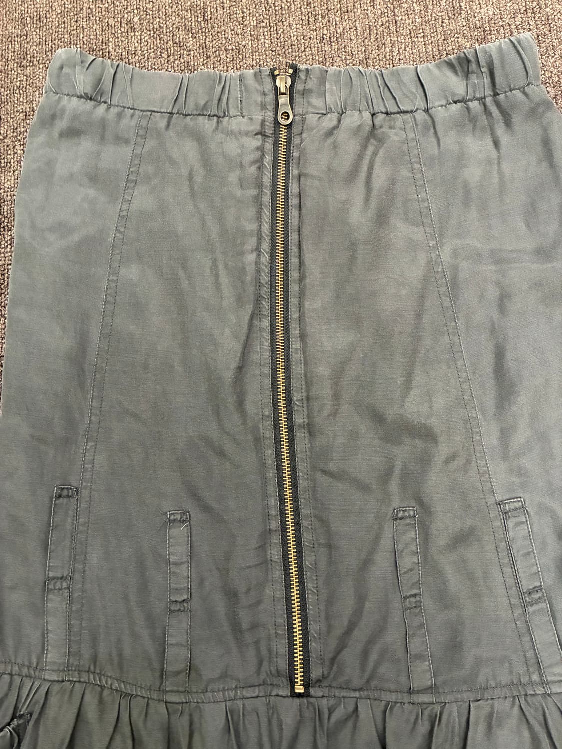 OS)Japanese vintage 여성 지퍼 디자인 프릴 미디 스커트 상품이미지3