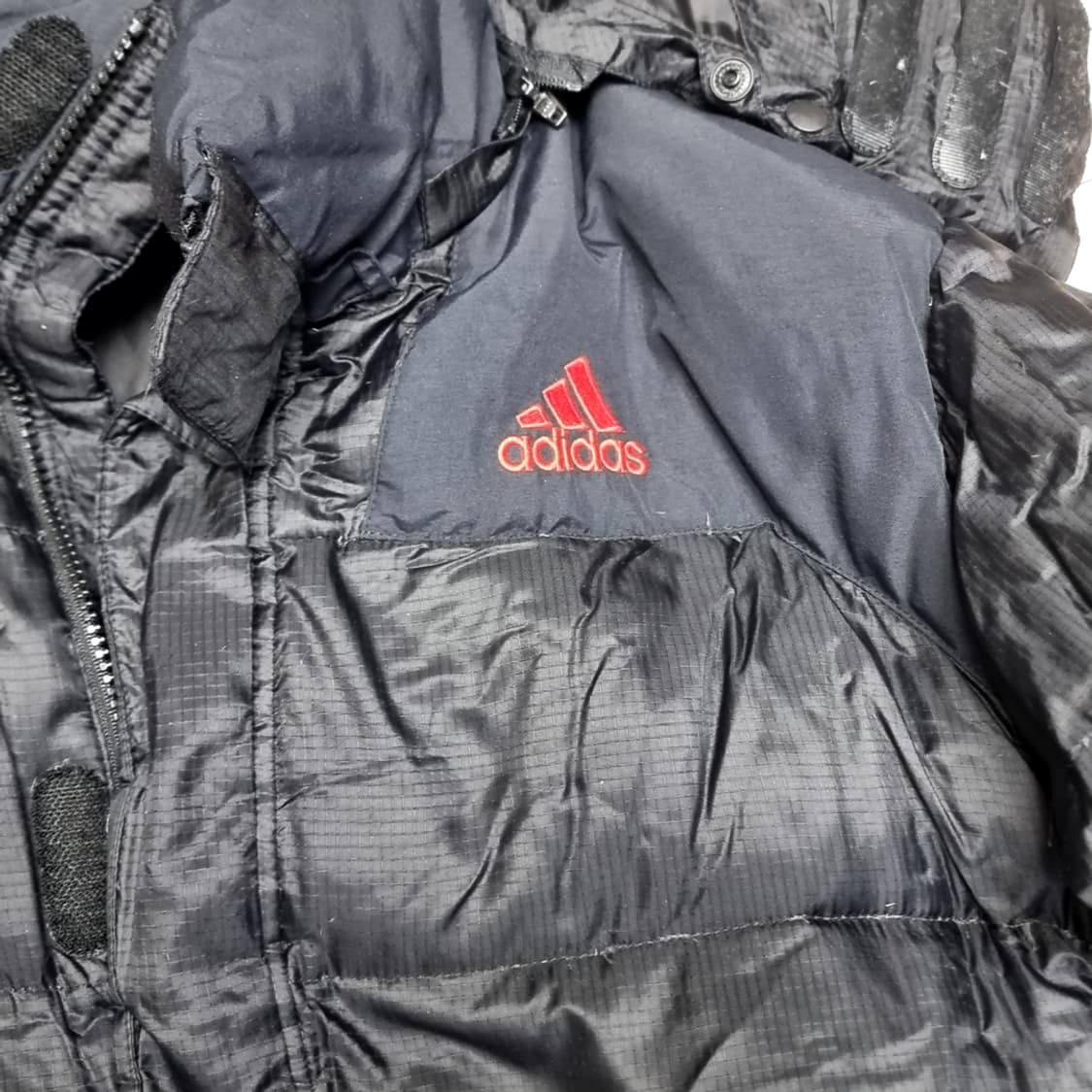 한국제 90s아디다스 블랙 오리털 패딩 후드 탈부착 가능(105) 상품이미지2