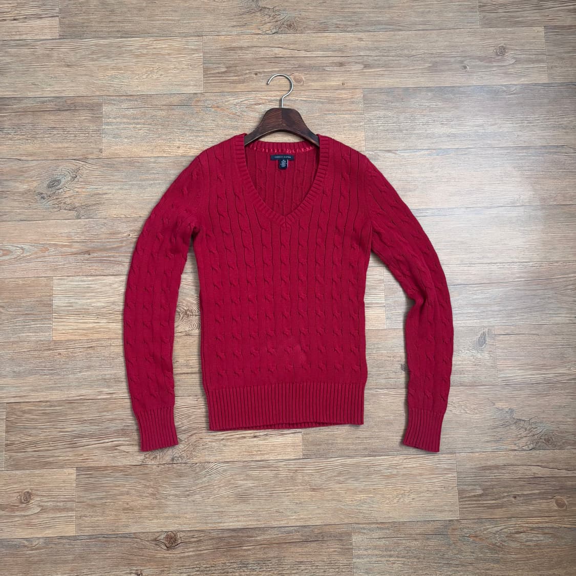 타미힐피거 XS 니트 레드 케이블 정품 슬림 실루엣 볼륨 수입 상품이미지7