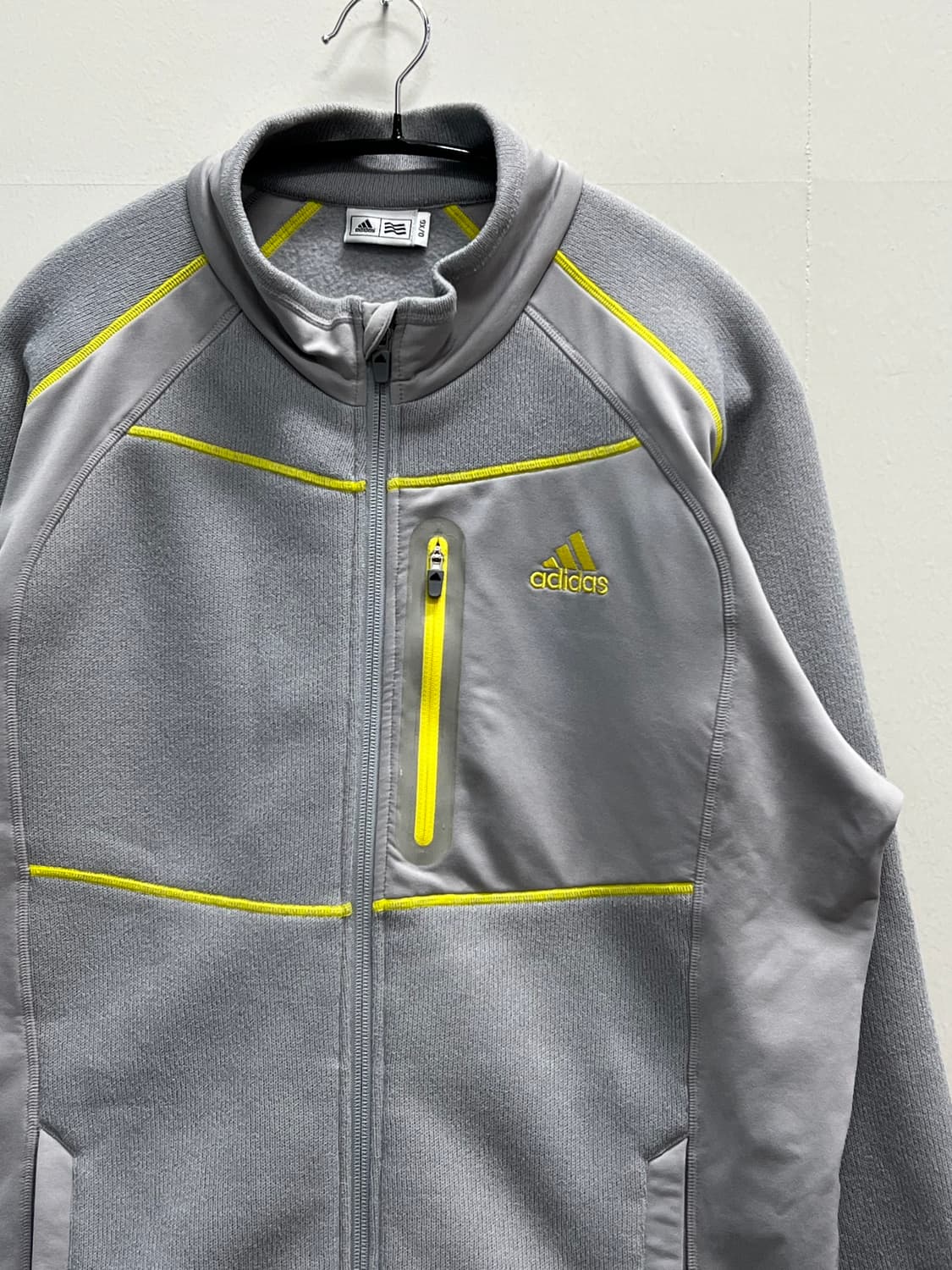아디다스 골프 플리스 집업 자켓 (밑단 스트링) 그레이/옐로우 상품이미지3