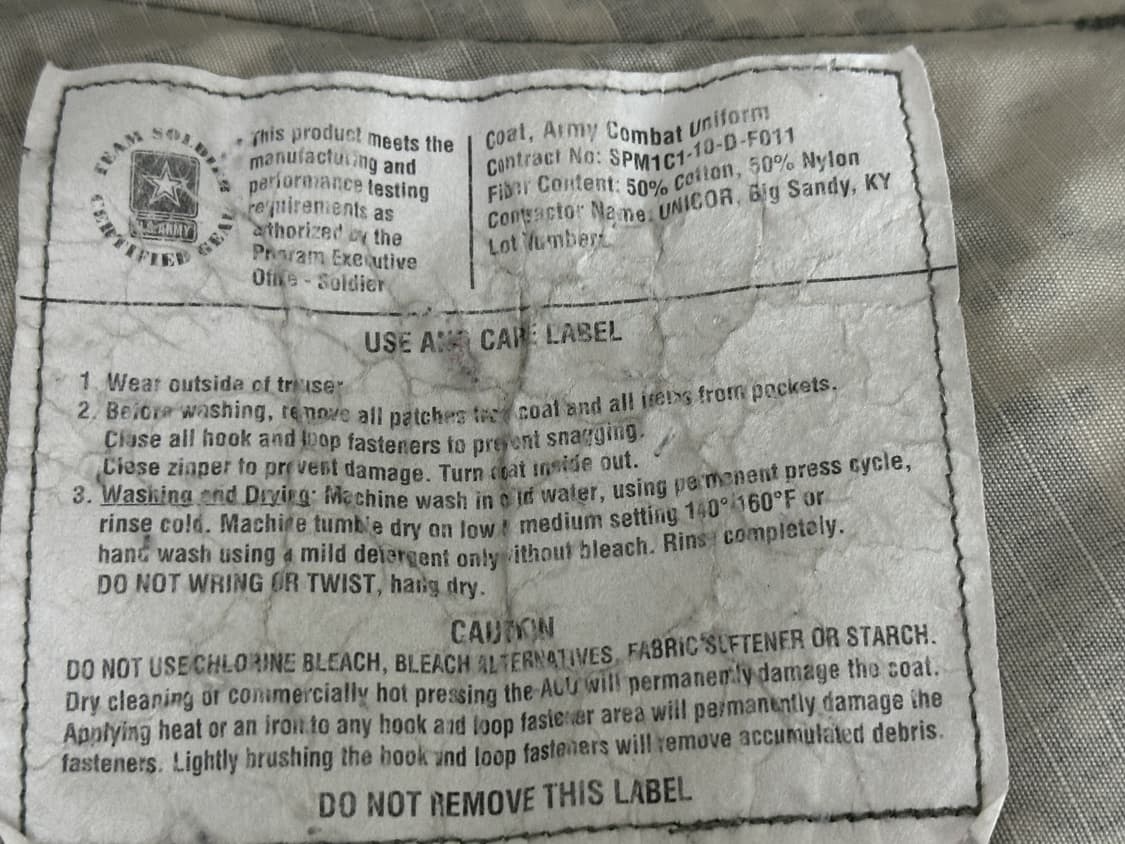 미군 구형 ACU 전투복 상의 (S/L) (M) 상품이미지10