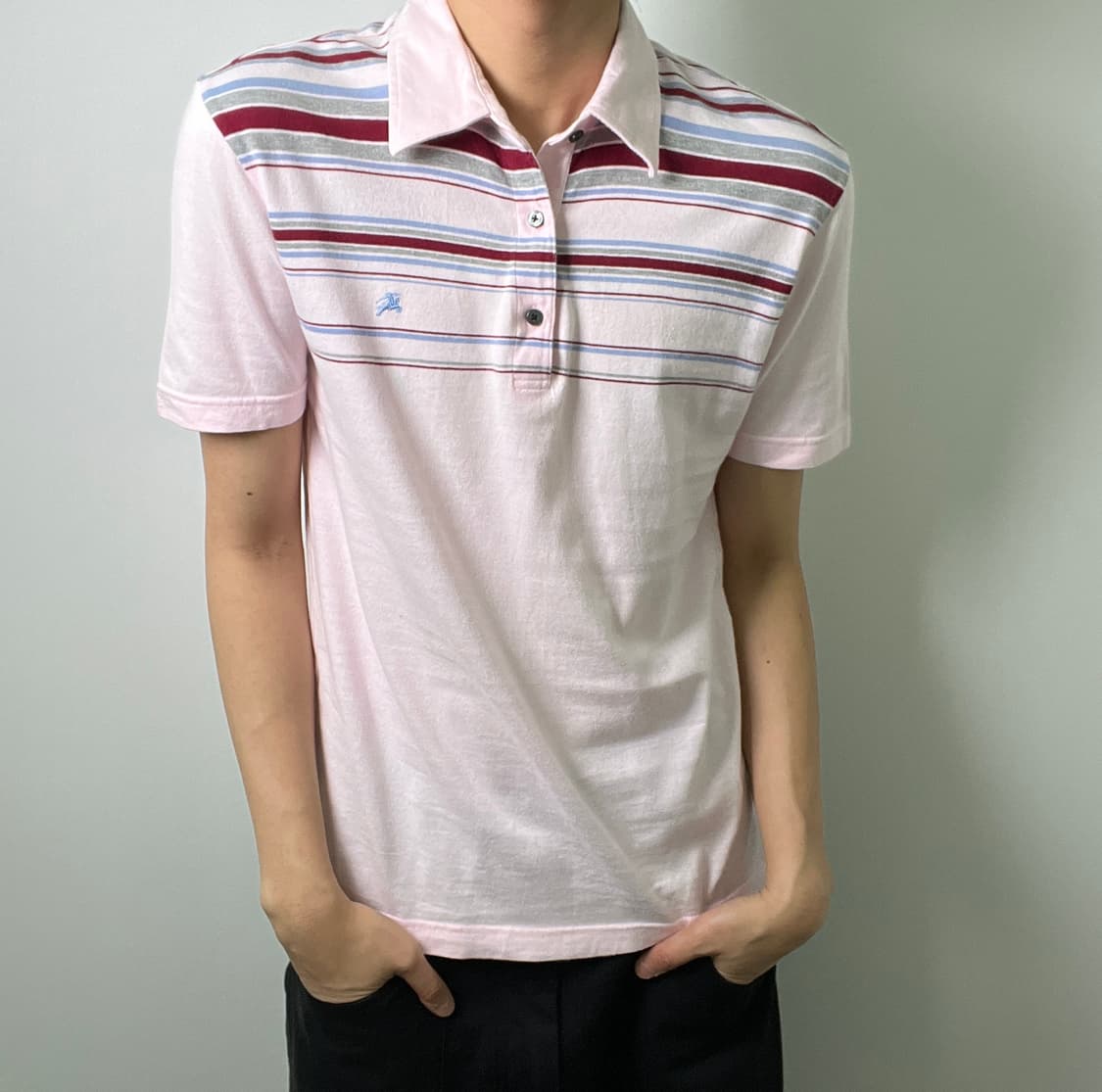 버버리 블랙 라벨 빈티지 스트라이프 반팔 폴로 셔츠 2 상품이미지1