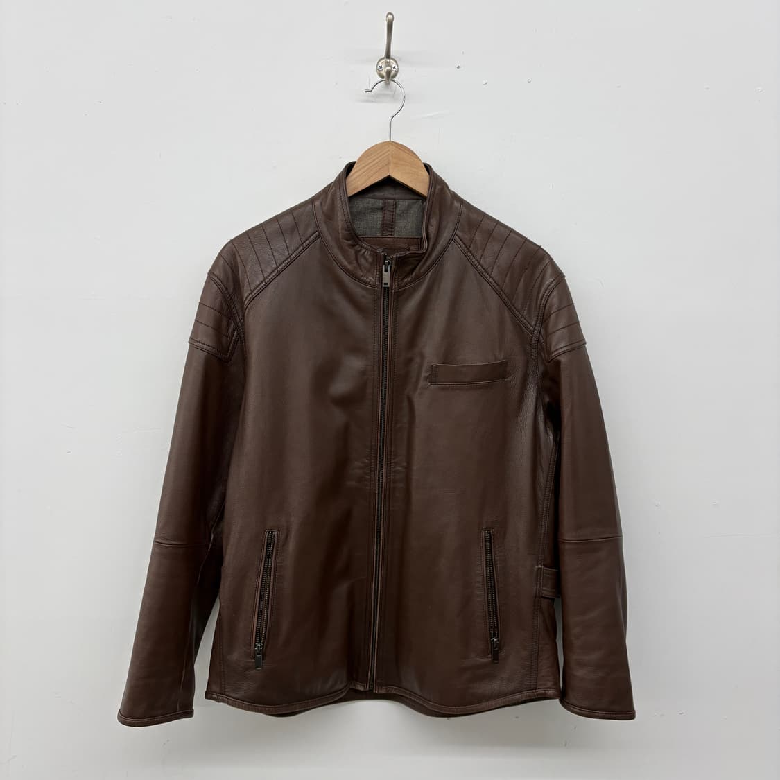 브라운 양가죽 자켓 라이더 스타일 남성 XL 상품이미지1