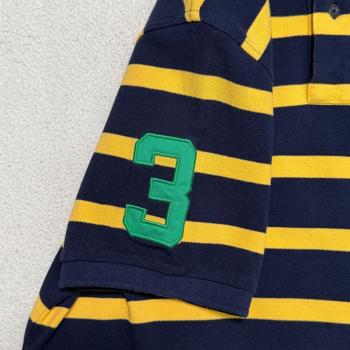 폴로 랄프로렌 빅포니 스트라이프 PK 카라 티셔츠 네이비 옐로우 L 상품이미지5