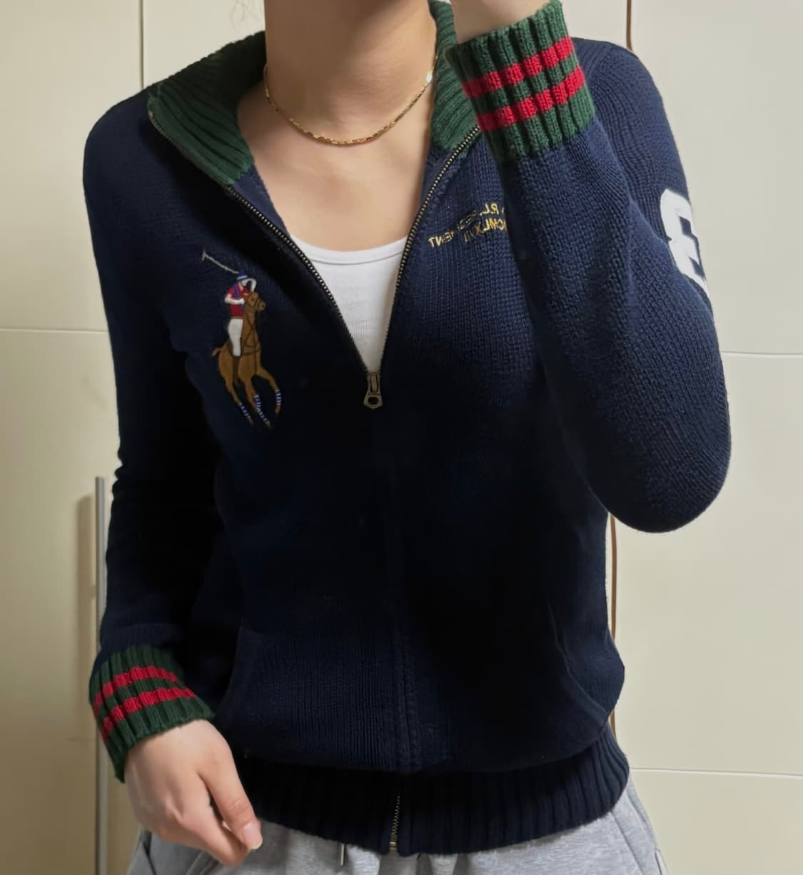 폴로 랄프로렌 빅포니 네이비 니트집업 상품이미지1
