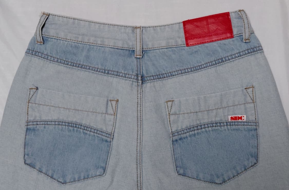 [S] 스컬프터 배색 와이드 데님 팬츠 (라이트 블루) 상품이미지7