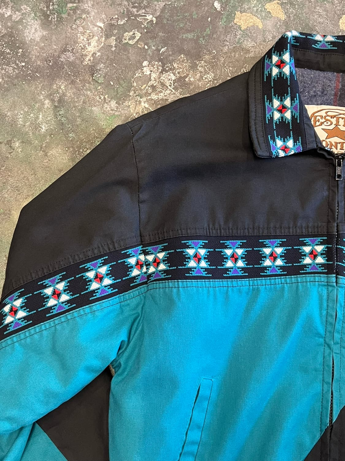 90's [M] 웨스턴 아즈텍 네이티브 패턴 블랭킷 빈티지 자켓 상품이미지3