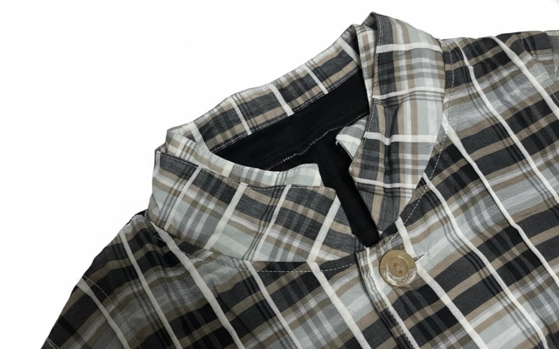 [개인결제]빈티지 체크 시스루 반팔 블라우스 상품이미지3