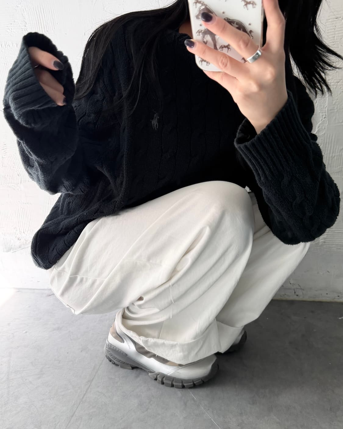  Polo 폴로 랄프로렌 신형 블랙컬러 코튼 케이블 니트 상품이미지1