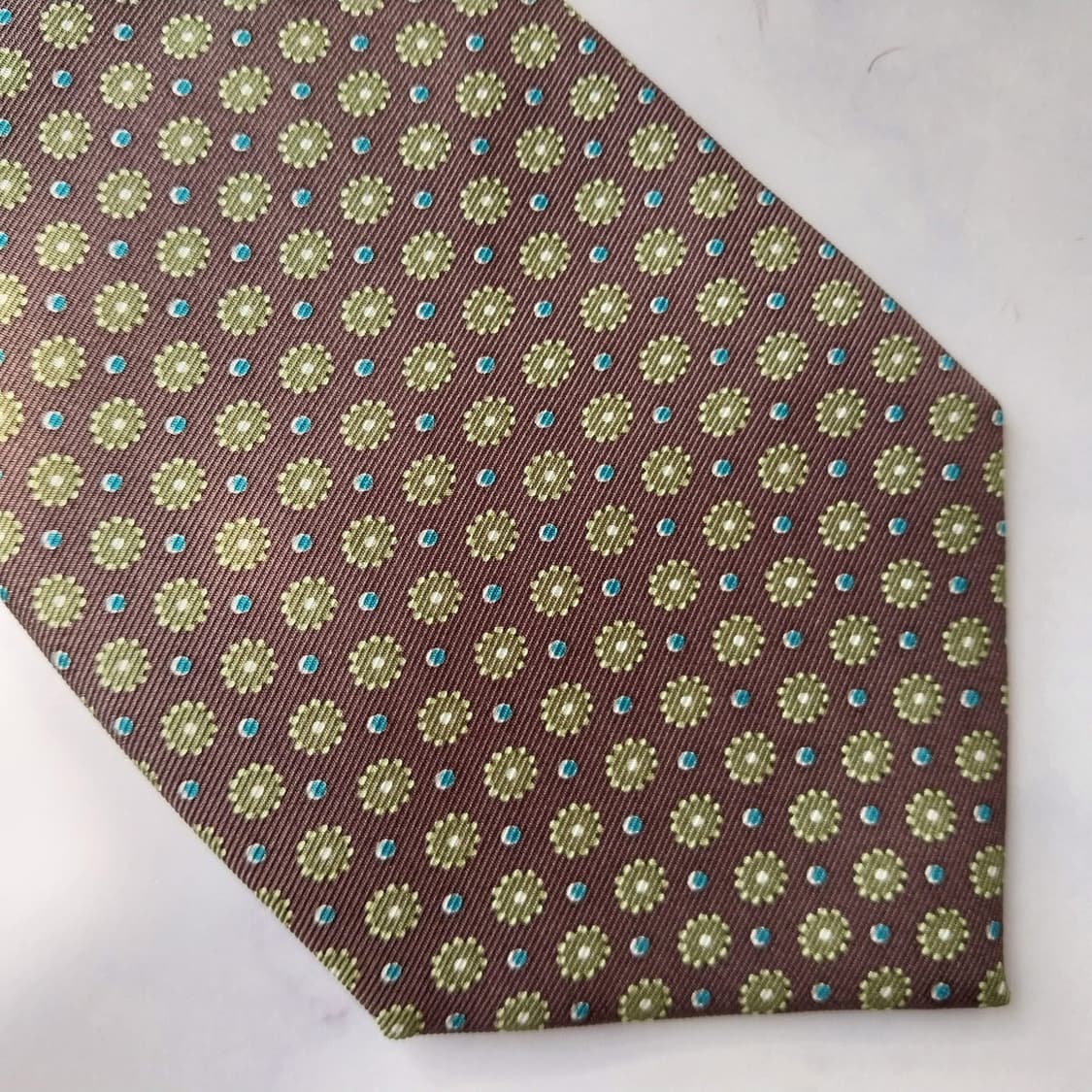 밀라숀 실크 브라운 플라워 패턴 넥타이 9.5cm A+등급 K2326 상품이미지7