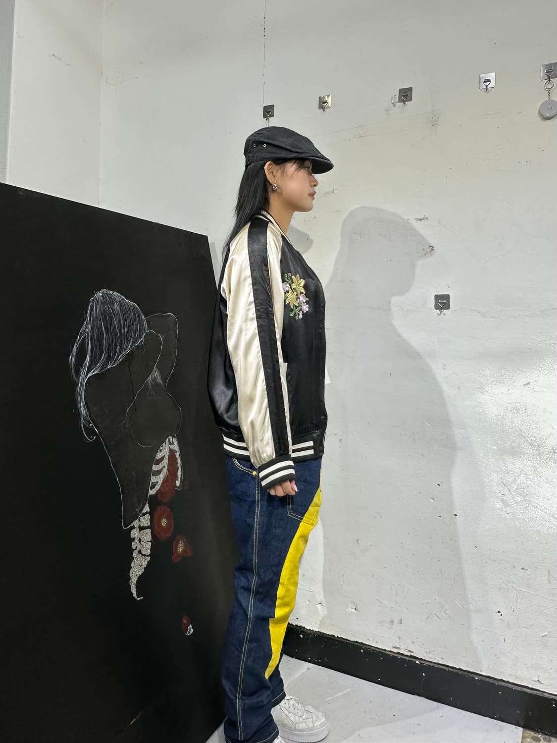 Jpn 일본빈티지 오리엔탈 블랙 꽃 스카잔 자켓 상품이미지2