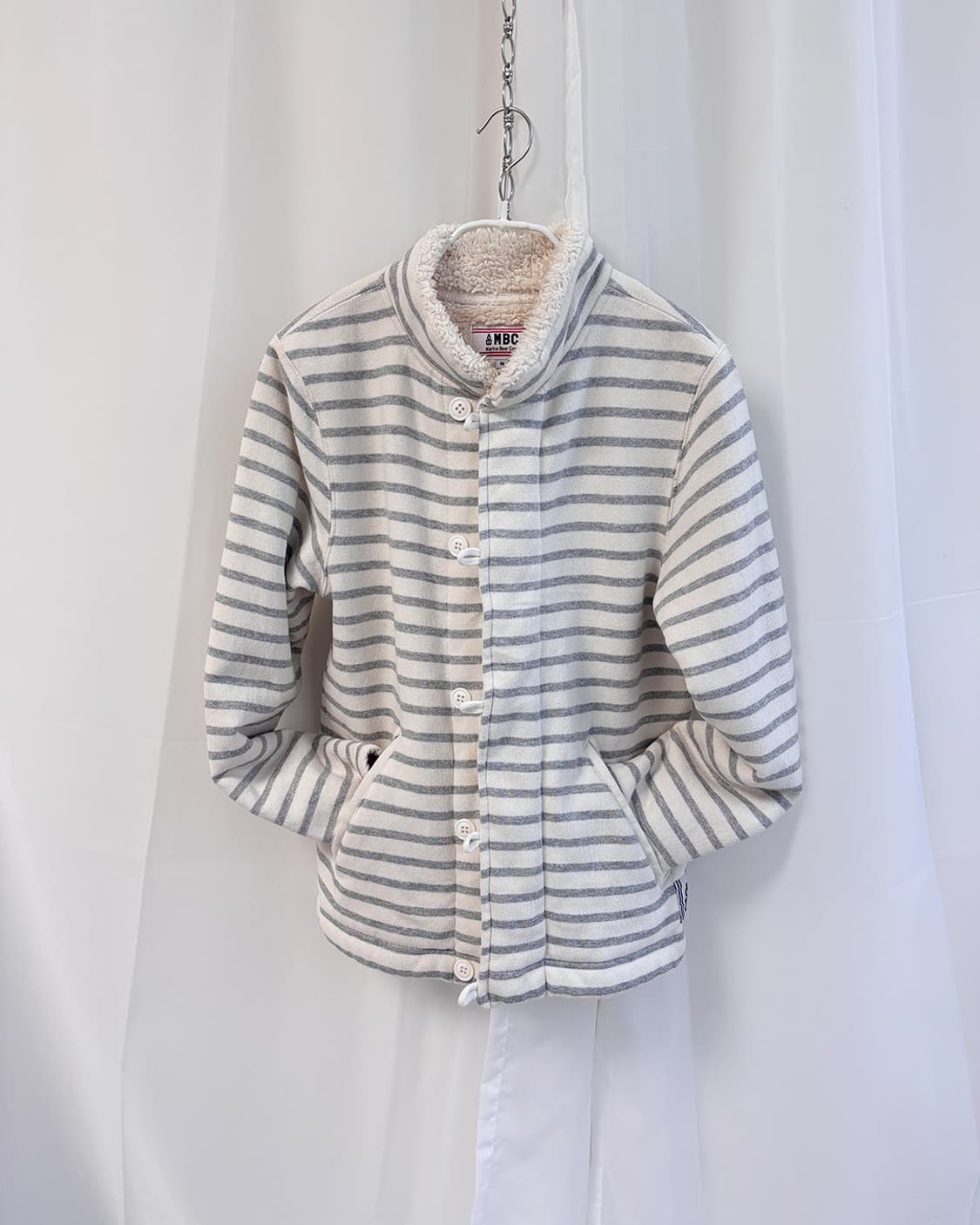 Marine Bear Coen grey stripe boa fur zip 상품이미지1