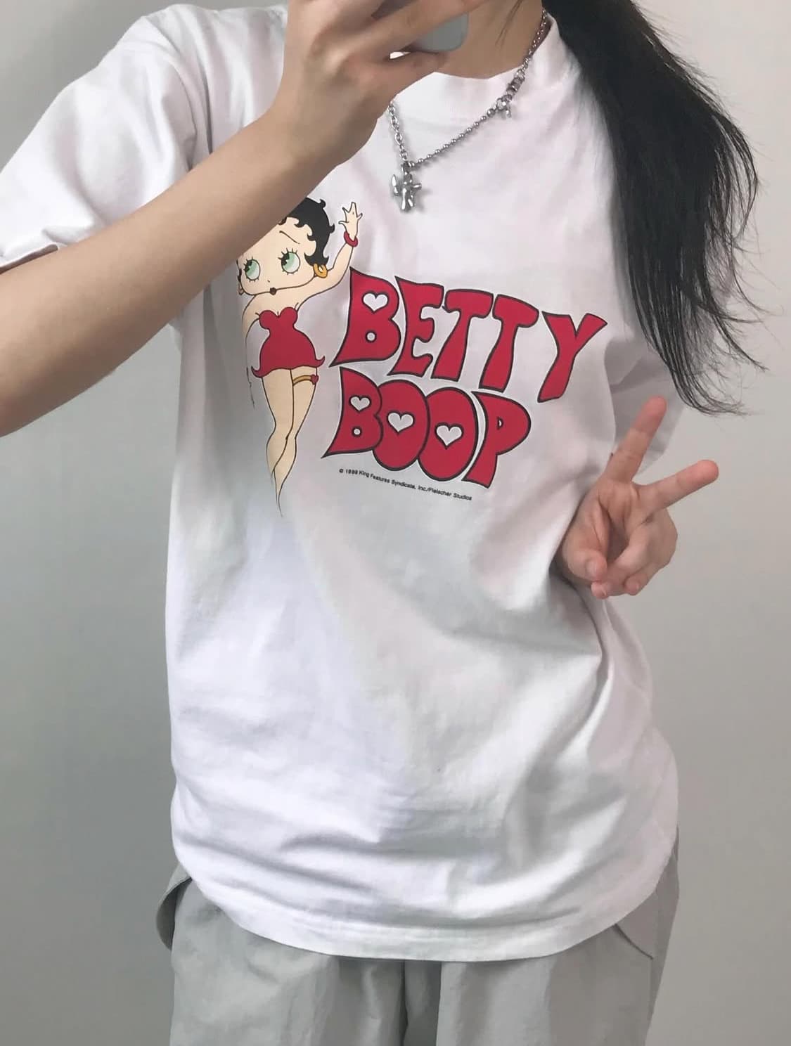 Bettyboop 베티붑 화이트 프린팅 티셔츠 상품이미지2