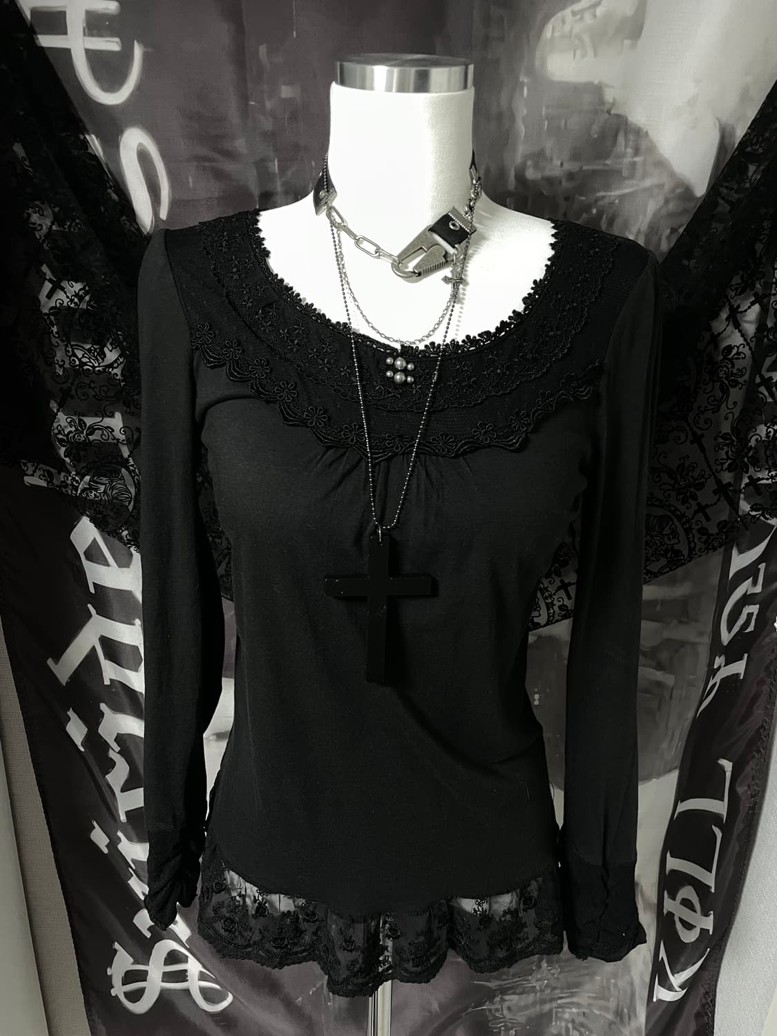  다크페어리롱슬리브 일본빈티지고스지뢰펑크로맨틱갸루니혼진모리걸핀터00s 상품이미지2