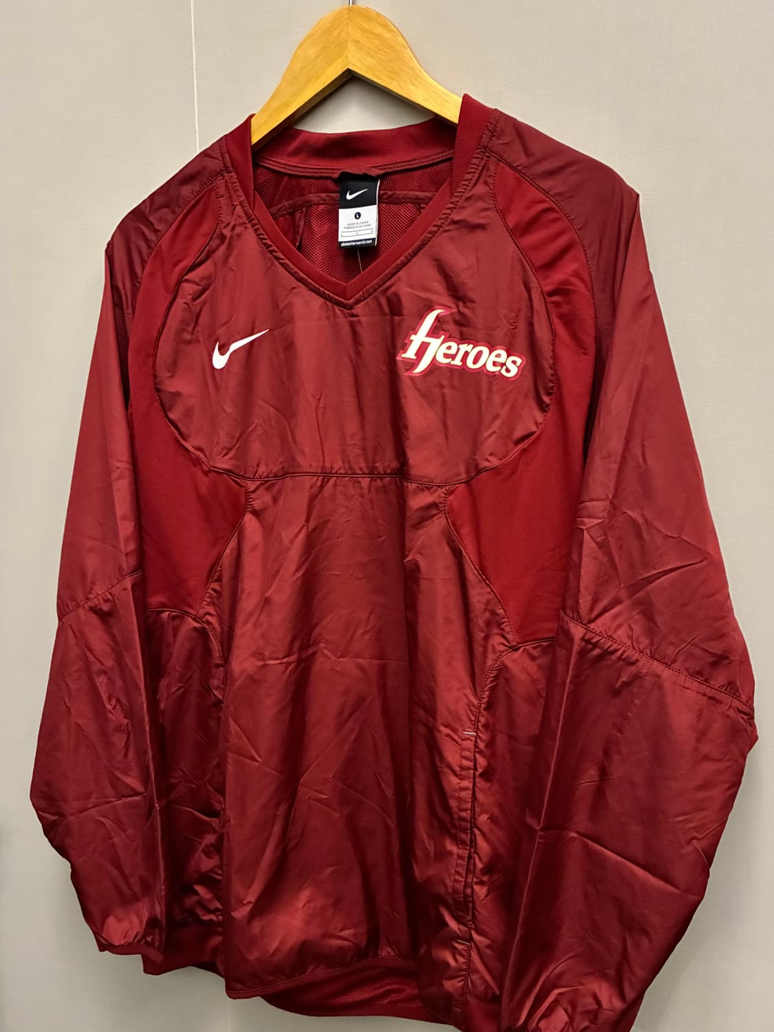 (L)나이키 키움 넥센 히어로즈 바람막이 웜업 자켓 버건디 상품이미지2