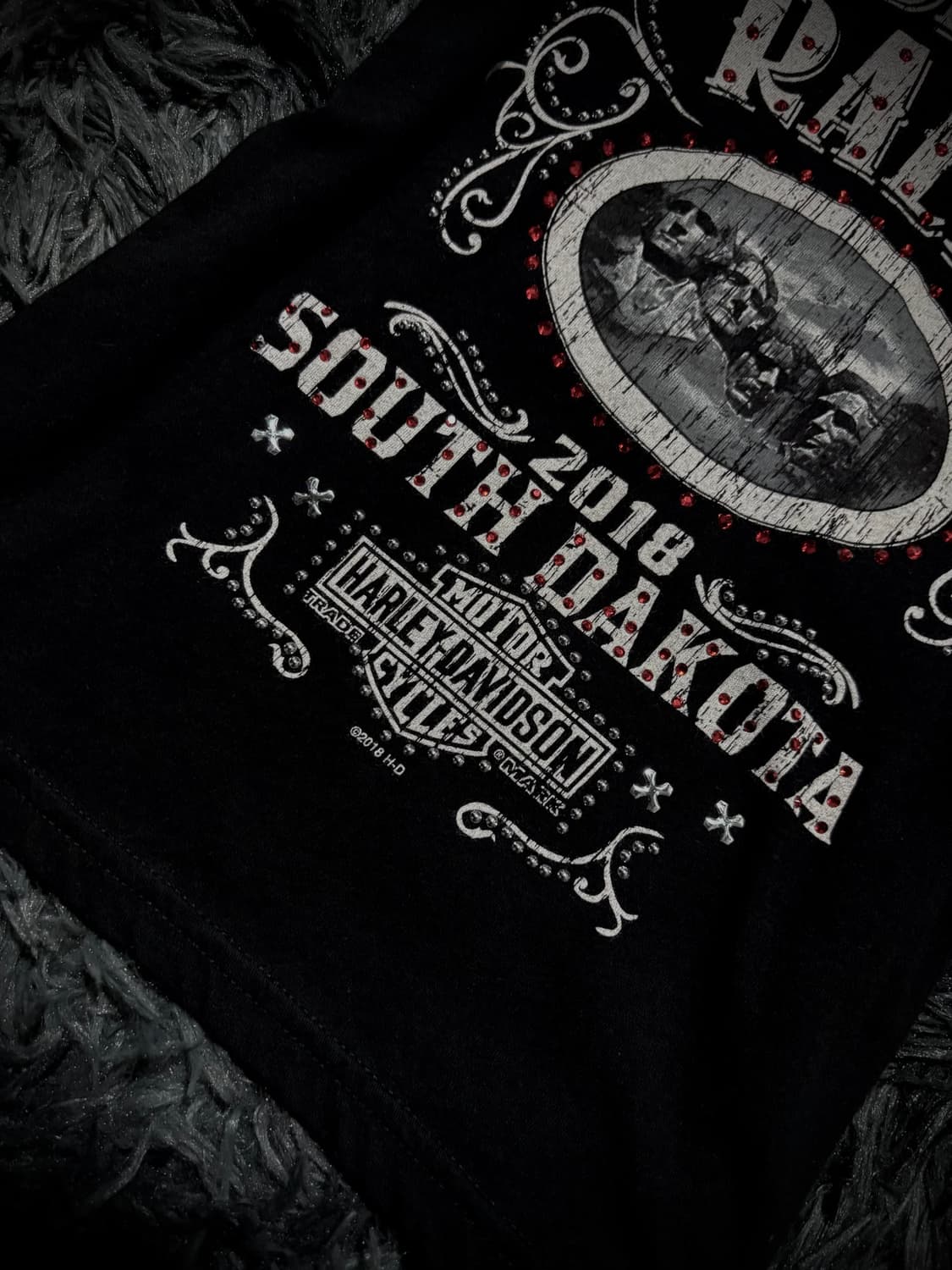 HARLEY DAVIDSON 레터링 레드 큐빅 V넥 블랙 빈팔 티셔츠 상품이미지7