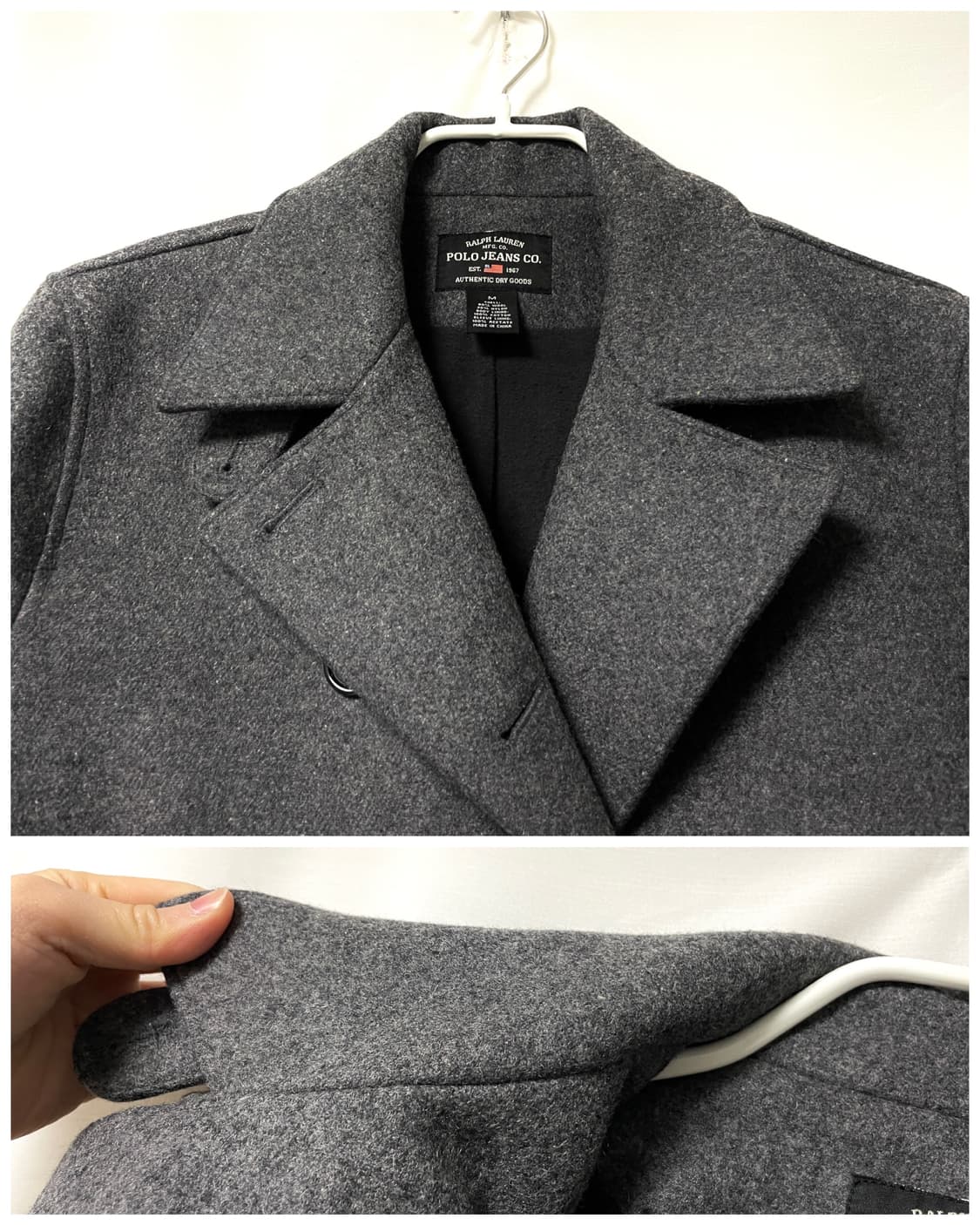 폴로진스 여성 울혼방 더블 피코트 M _ 차콜 상품이미지2