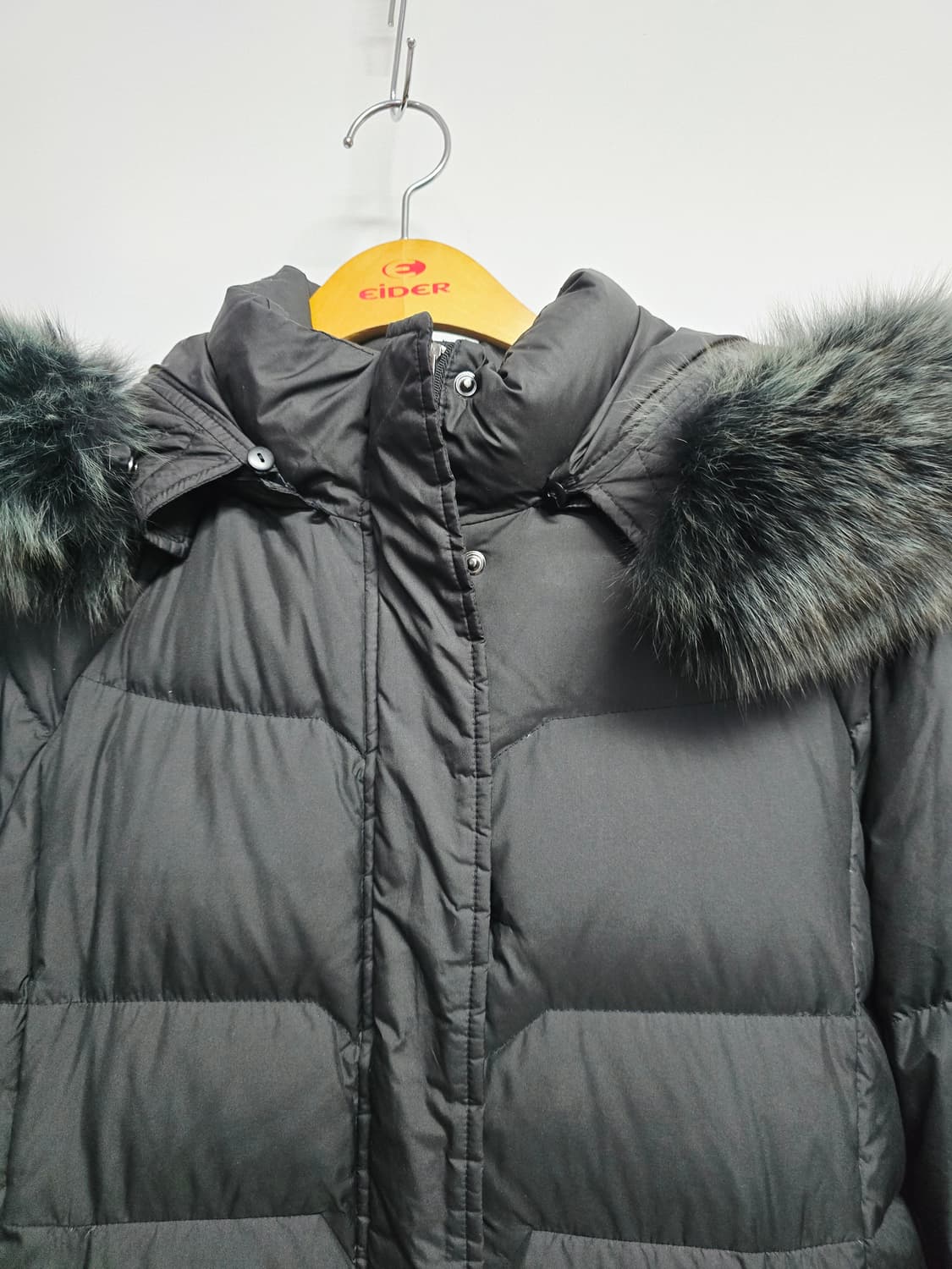 더엣지 프리미엄 구스다운롱패딩  블랙 폭스퍼 상품이미지2