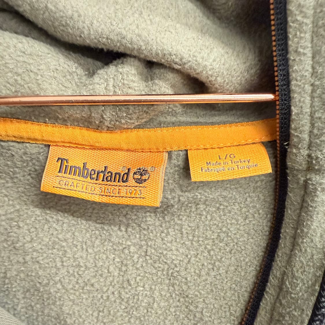 팀버랜드 하프집업 스몰로고 카키 기모 후드티 (L) 상품이미지2