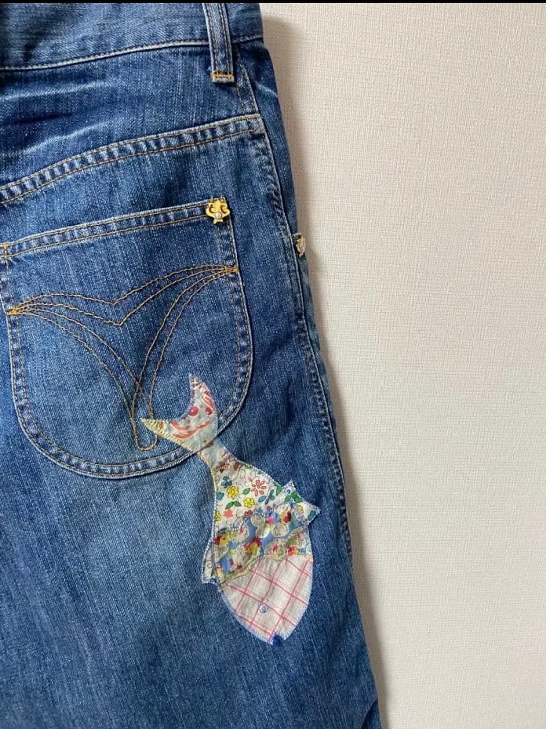 일본 빈티지 모리걸 하구미 청 스커트 상품이미지5