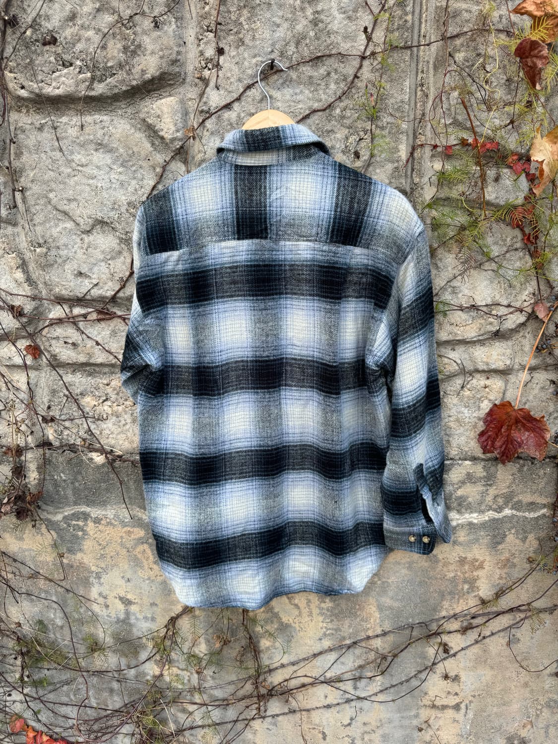 일본 빈티지 체크 패턴 투포켓 플란넬 셔츠 L 상품이미지2
