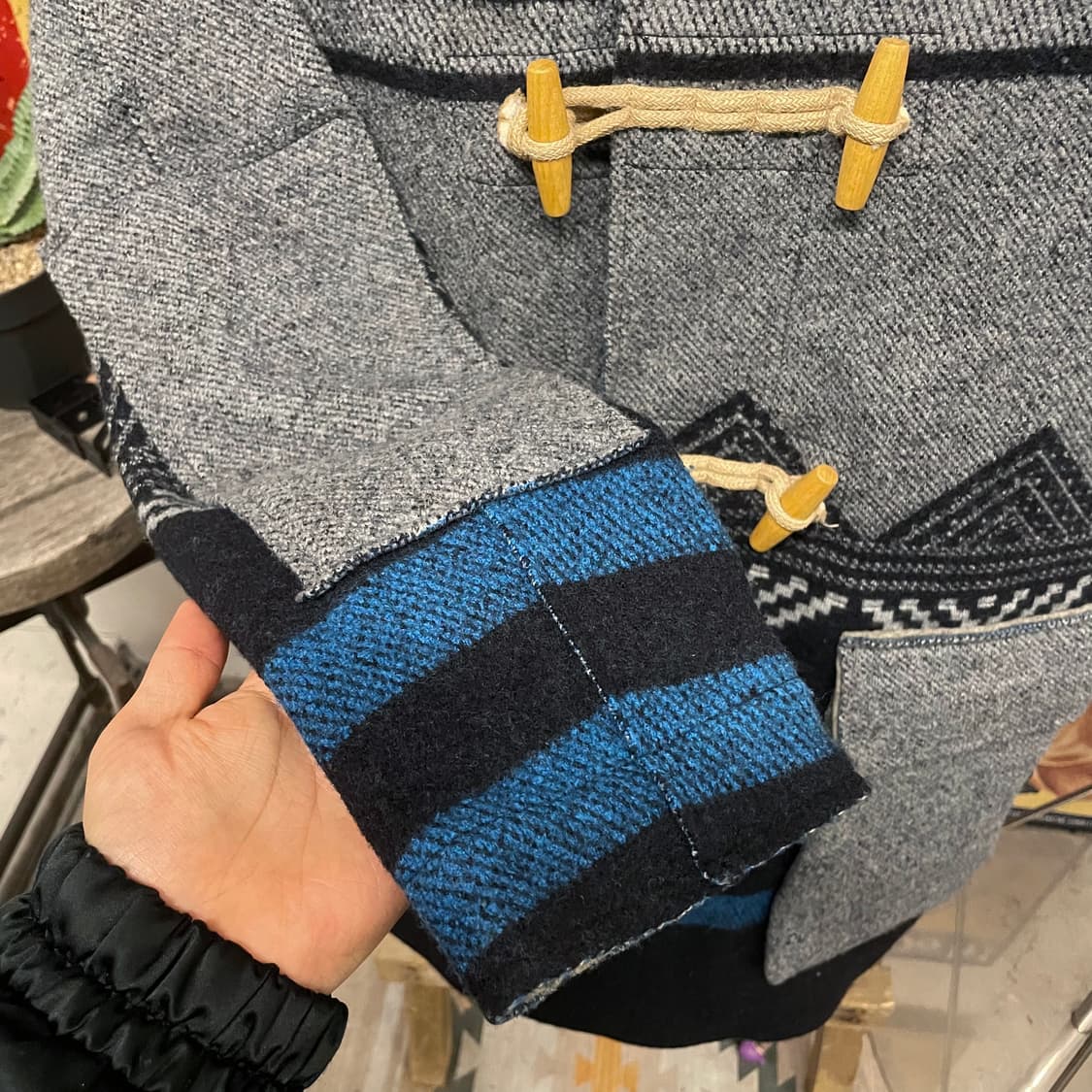 90s FELTED Made in Italy 패턴 울 더플 코트 상품이미지5