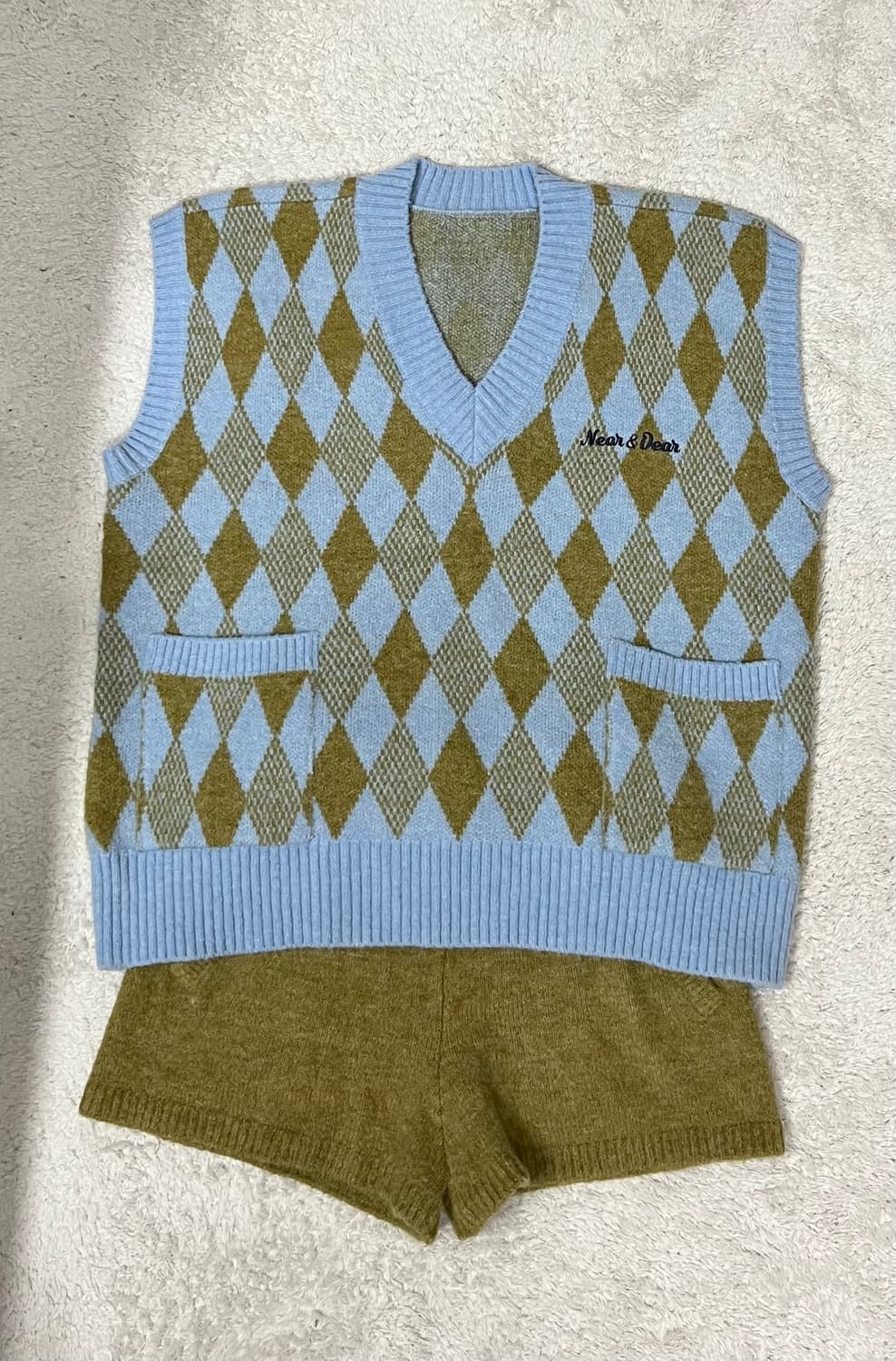 near&dear Diamond knit vest & shorts set 상품이미지4