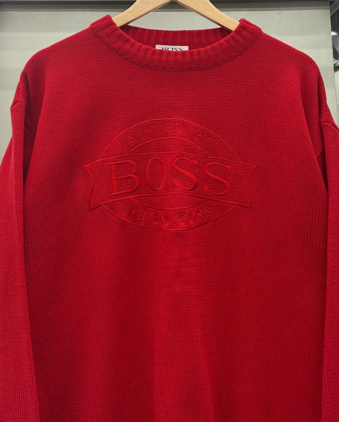 HUGO BOSS 90s 자수 그래픽 코튼 니트 상품이미지3