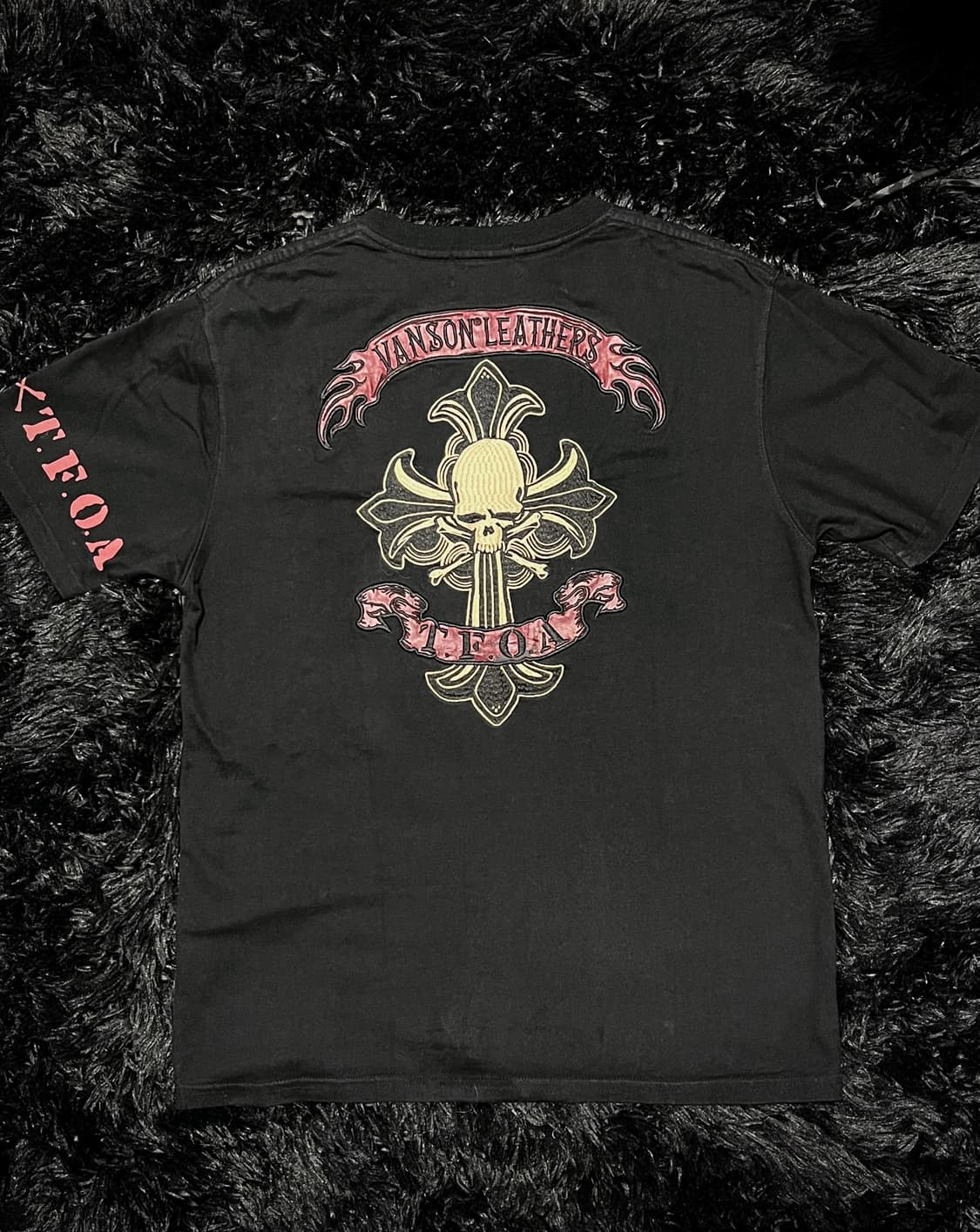 vanson T.F.O.A 무장전선 크로스 스컬 자수 반팔 상품이미지2