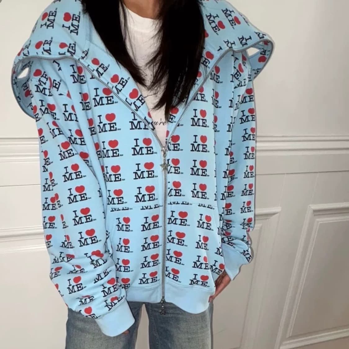 애슐리윌리엄스 블루 iloveme 후드집업 상품이미지4
