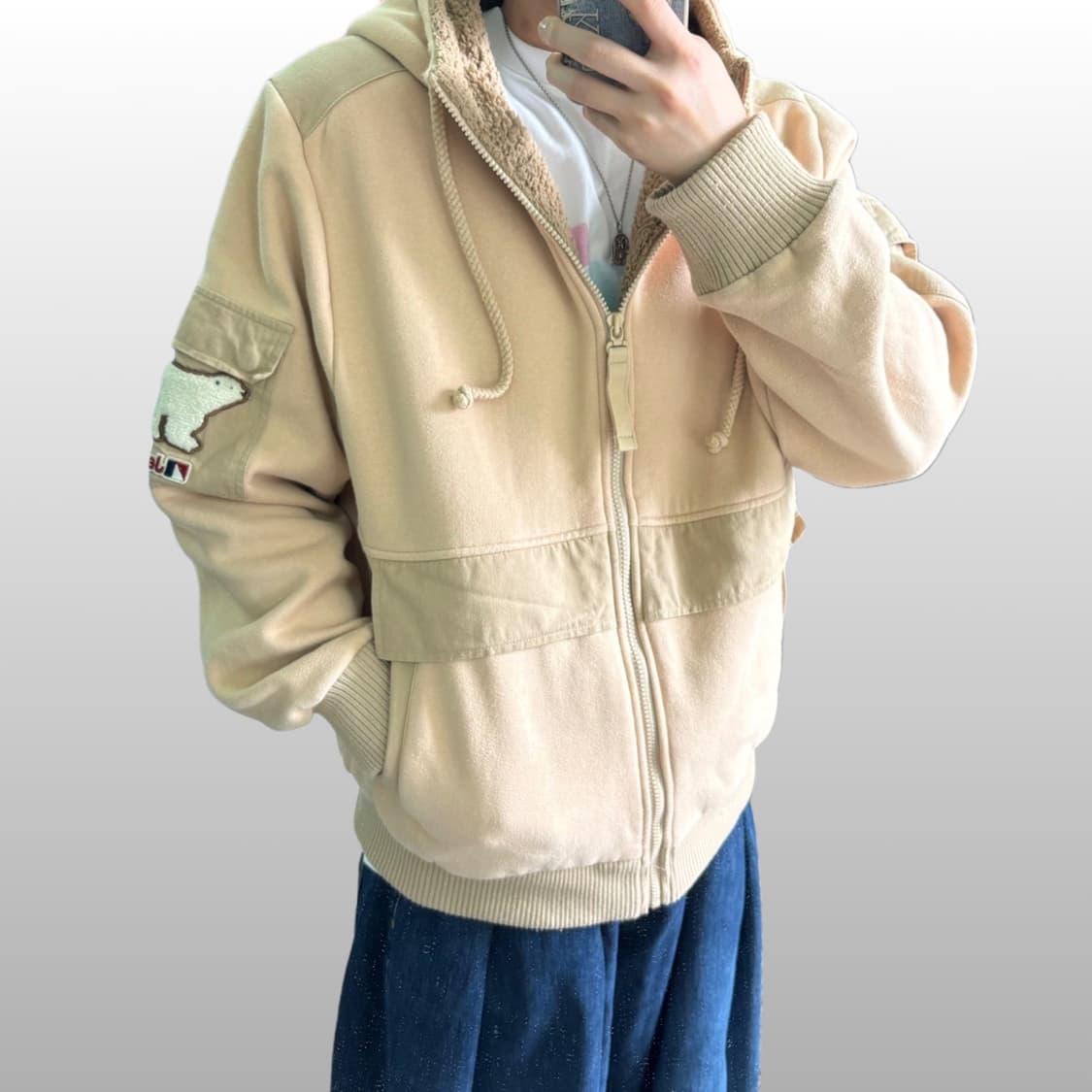 105 XL 지프 라이트베이지 후드집업자켓 상품이미지1