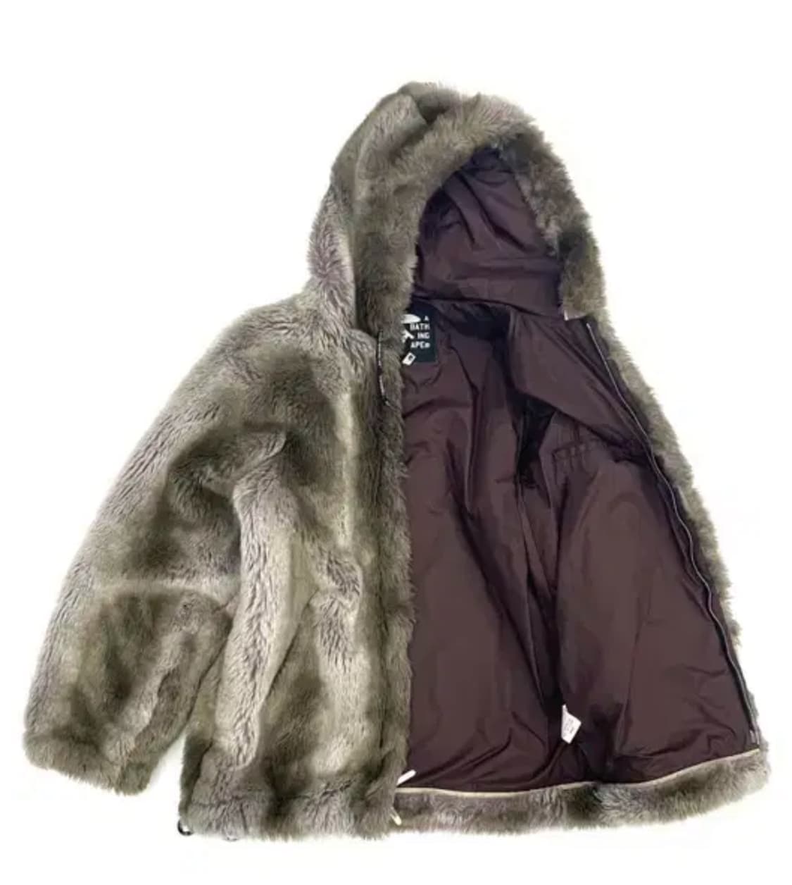 베이프 Bape 00s 투톤 카키 후드 퍼자켓 (2 way) 상품이미지6